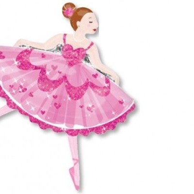 Bailarina de papel rosa com vestido e brilho