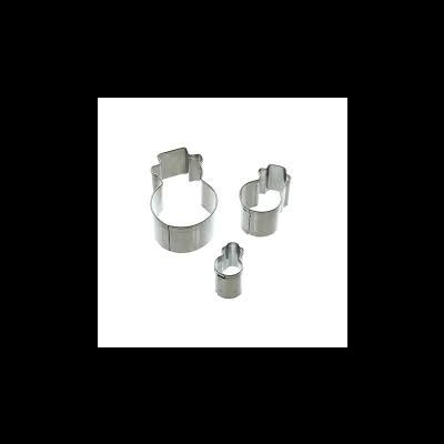 Conjunto de três cortadores de bolos em aço inoxidável de tamanhos diferentes