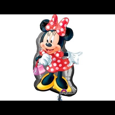 Balão metalizado da personagem Minnie com vestido vermelho às bolinhas brancas