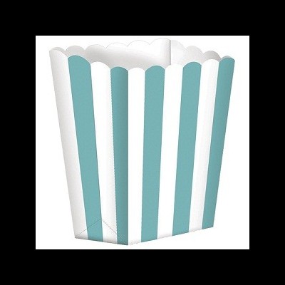 Caixa para pipocas em papel listrada branco e azul claro