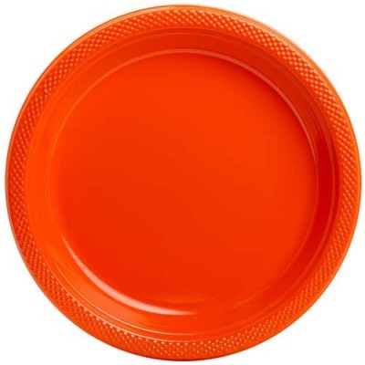 Prato redondo laranja com borda texturada