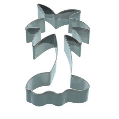 Cortador de bolachas metálico em forma de palmeira prateada