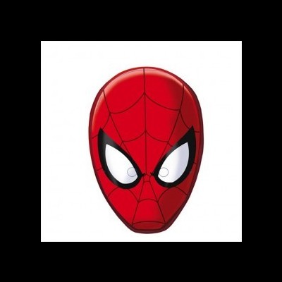 Máscara vermelha do Homem-Aranha com padrão de teia e olhos brancos