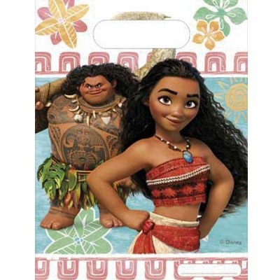 Bolsa de plástico com personagens de animação da Disney Moana e Maui