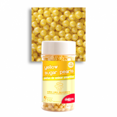 Frasco de pérolas de açúcar amarelas para decoração de bolos
