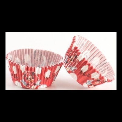 copos para cupcakes decorados com Minnie Mouse e corações