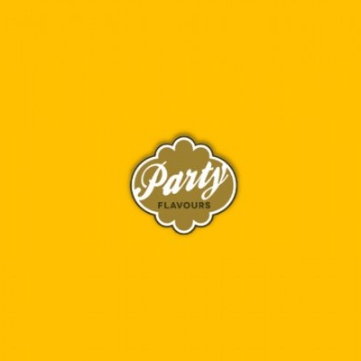 Logotipo Party FLAVOURS sobre fundo amarelo