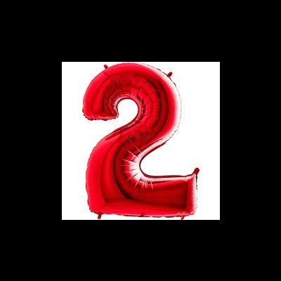 Balão metálico vermelho em forma do número 2