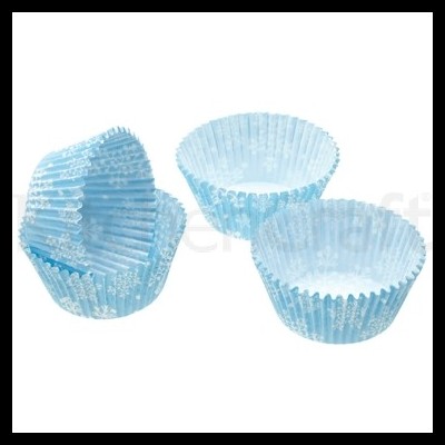 Forminhas de papel para cupcakes azuis com bolinhas brancas