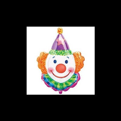Balão de rosto de palhaço colorido com chapéu de festa