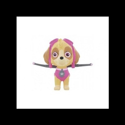 Boneco de cão em plástico colorido com roupa cor-de-rosa e estrela cinza