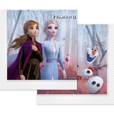 Guardanapos de papel Disney Frozen II com personagens Anna, Elsa e Olaf