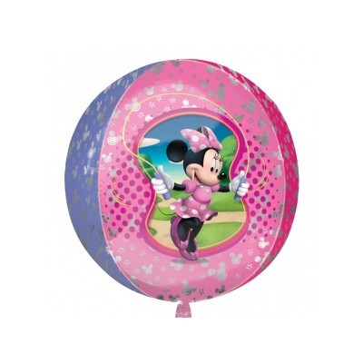 Balão redondo da Minnie Mouse a saltar à corda, rosa e azul