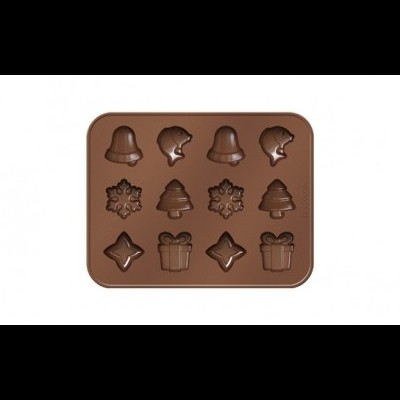 Forma de silicone castanha com cavidades de Natal para chocolate