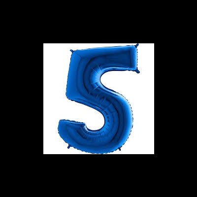 Balão metálico azul número 5