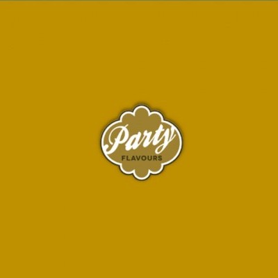 Logotipo Party Flavours em fundo laranja