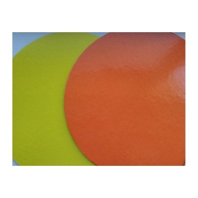 Dois círculos planos brilhantes nas cores verde lima e laranja