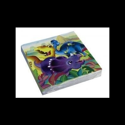 Guardanapos de papel com desenhos de dinossauros coloridos