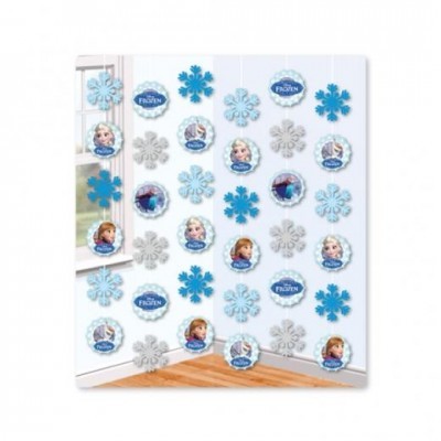Decoração pendente Disney Frozen com personagens e flocos de neve