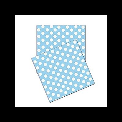 Lenços quadrados azul claro com bolinhas brancas