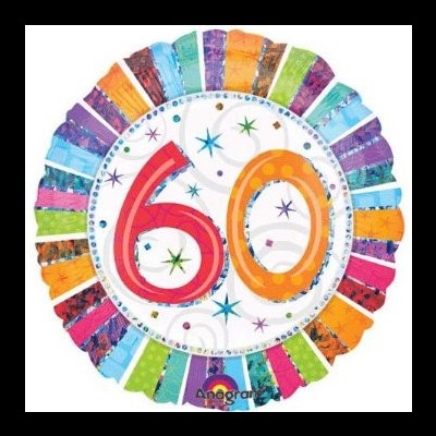 Balão redondo colorido com o número 60 para festa