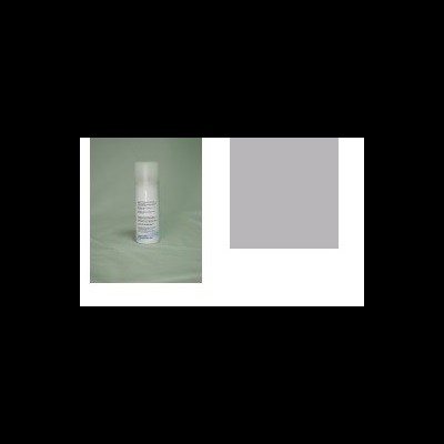 Frasco branco de plástico com tampa transparente sobre superfície verde