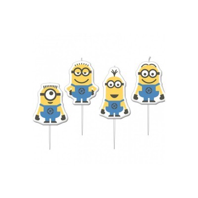 Palitos decorativos de bolo com minions coloridos