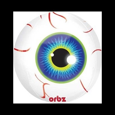 Bola insuflável com design de olho colorido e marcas vermelhas