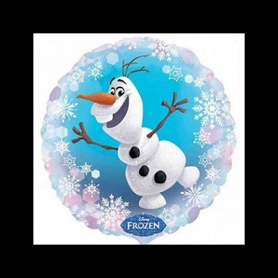 Balão redondo com imagem do Olaf e logo Disney Frozen