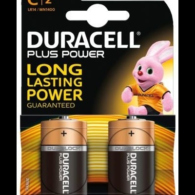 Pacote de duas pilhas Duracell Plus Power LR14 MN1400 C2 com coelho Duracell