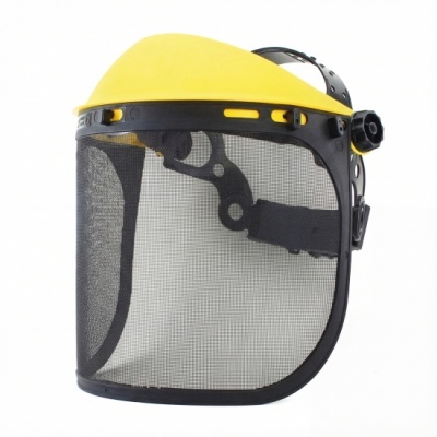 Viseira de proteção com pala amarela e rede preta