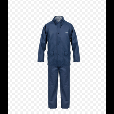 Conjunto de chuva azul escuro com casaco e calças