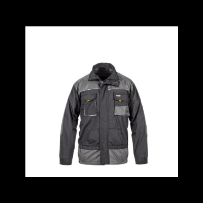 Casaco de trabalho cinzento escuro e claro com bolsos e detalhes refletivos