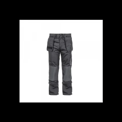 Calças de trabalho cinzentas e pretas com bolsos