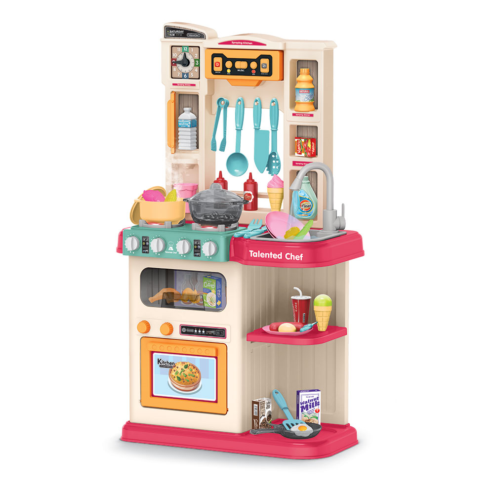 GIROS COZINHA CHEF DE TALENTOS 65 PEÇAS Cozinha de brinquedo colorida com acessórios e texto Talented Chef