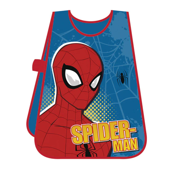 Babete plástico do Homem-Aranha com cores azul, vermelho e amarelo