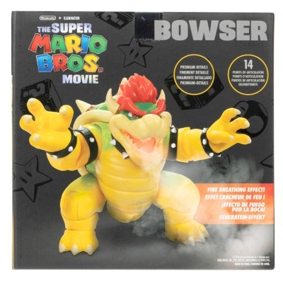 Embalagem preta com figura Bowser do filme The Super Mario Bros Movie em várias cores