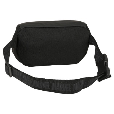 Mini mochila preta com alça ajustável preta com texto MARVEL