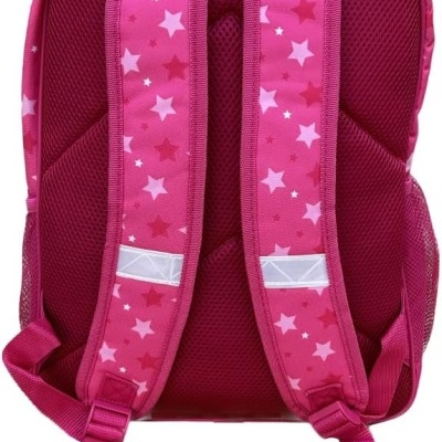 Mochila rosa com alças acolchoadas estampadas com estrelas