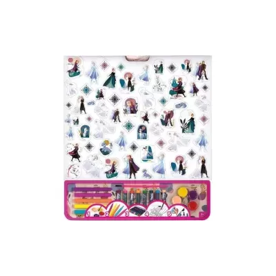 Estojo de pintura infantil com materiais coloridos e autocolantes do Frozen