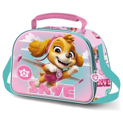 Mala infantil rosa e azul claro com personagem Skye da Pat Patrouille