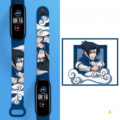 Pulseiras de relógio inteligentes azuis com personagem de anime e nuvens brancas