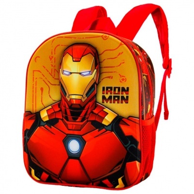 Mochila infantil Iron Man vermelha e amarela com desenho em relevo