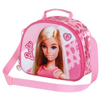 Bolsa infantil rosa com estampa da boneca Barbie
