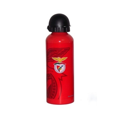 Garrafa desportiva vermelha com tampa preta e logótipo do clube Benfica