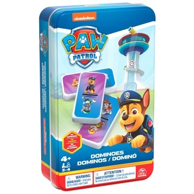 Conjunto de dominós Paw Patrol em embalagem metálica azul