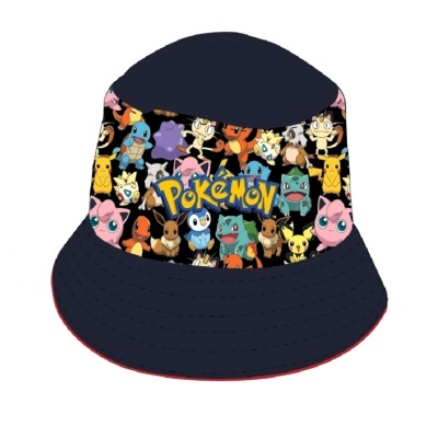 Chapéu balde azul com estampado Pokémon colorido