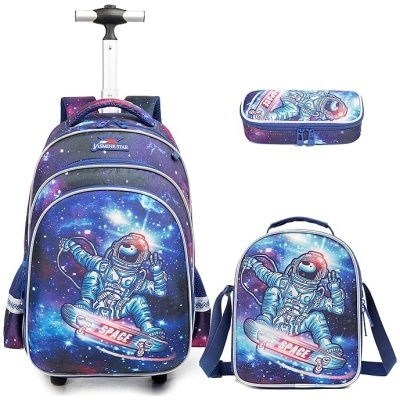 Conjunto de mochila, mochila de ombro e estojo com estampa de astronauta e espaço