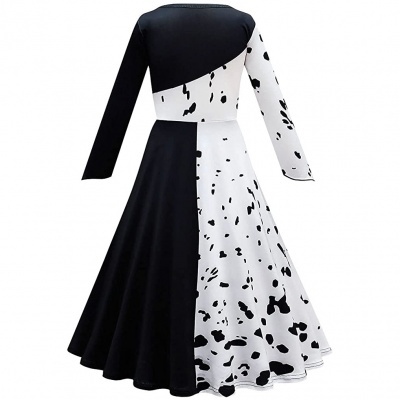 Vestido longo preto e branco com padrão de manchas