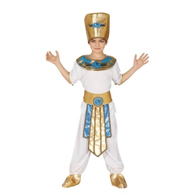 Fantasia infantil Egito Antigo em branco, azul e dourado
